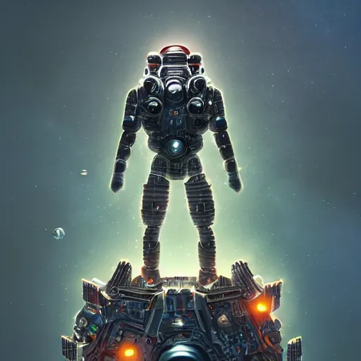 Image similar to an epic portrait of a micro astronaut entering microscopic multiverse of atoms madness with a tiny micro spaceship, cinematic lighting, trending on Artstation, highly detailed, insane details