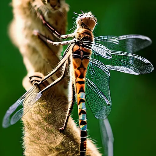 Image similar to a feline dragonfly - cat - hybrid, animal photography, wildlife photo