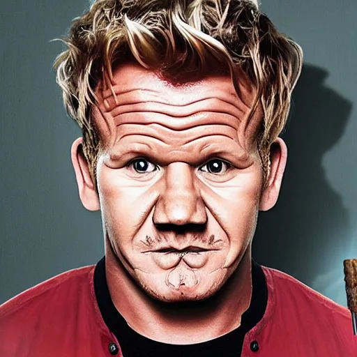 Prompt: realistic flash photograph of gordon ramsay stoned while smoking a weed blunt, cannabis, smokey