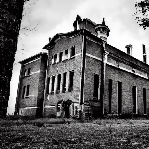 Prompt: something lurking in the dark shadows of an abandoned asylum