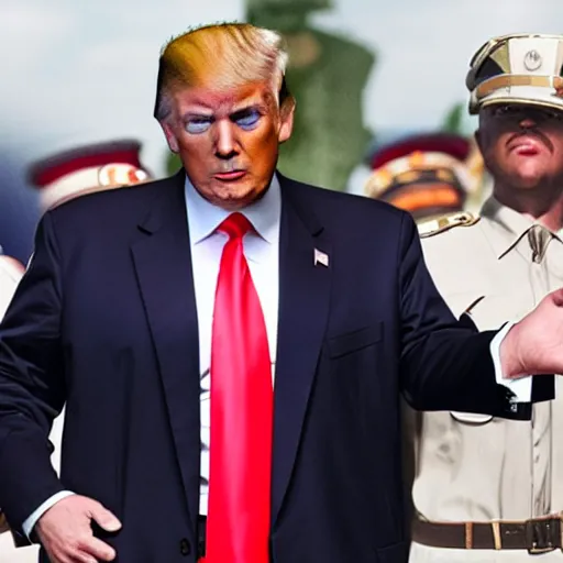Prompt: Donald Trump dressed as a dictator