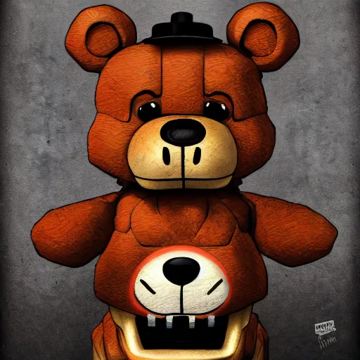 Image similar to Freddy Fazbear, detailed digital art, trending on Artstation
