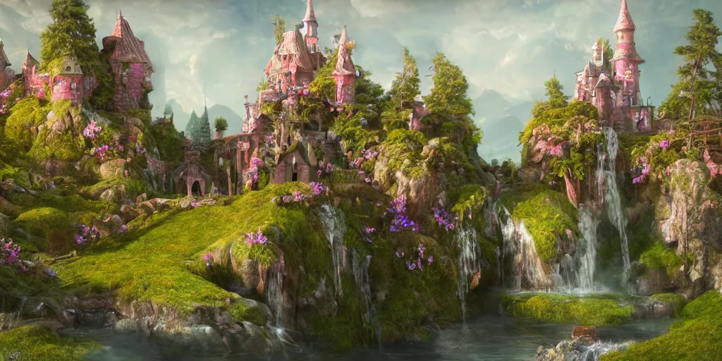 Image similar to a fairy castle, extremely detailed oil painting, unreal 5 render, fantasy digital art, octane render, beautiful composition, trending on artstation, award-winning photograph, masterpiece