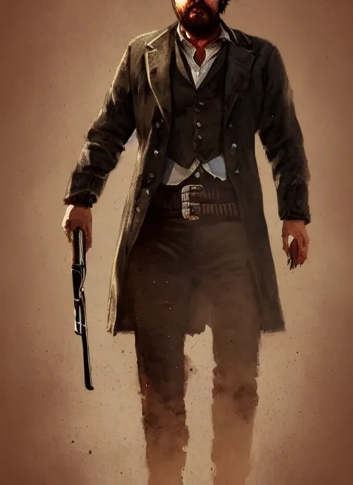 Image similar to highly detailed full body portrait of ricky gervais red dead redemption art, unreal engine, fantasy art by greg rutkowski