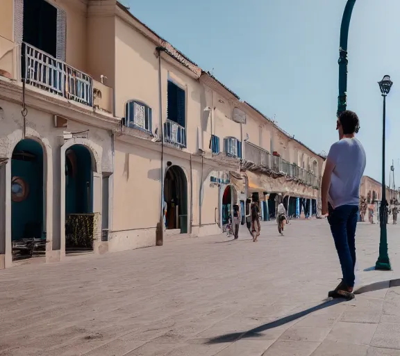 Prompt: photo of lido di ostia streets, cinematic color grading, various poses, soft light, faded colors, well framed, sharp focus, 8 k