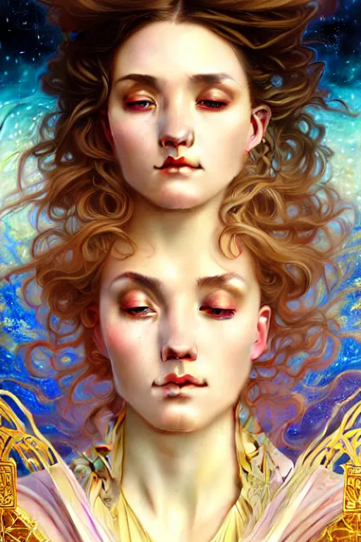 Image similar to empress of eternity, space, universe, portrait, highly detailed, deep focus, elegant, digital painting, smooth, sharp focus, illustration, ultra realistic, 8 k, art by artgerm and alphonse mucha