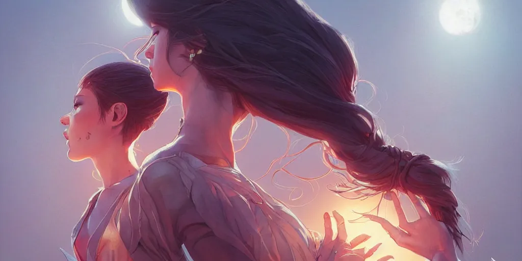 Prompt: sing with me, sing for a year,, art by artgerm and greg rutkowski and moebius, 8 k