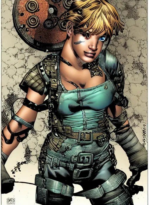 Image similar to a portrait of a pretty sewer punk young lady by david finch