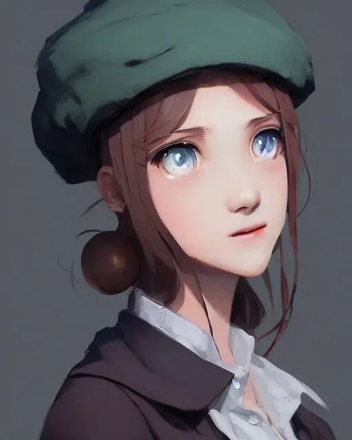 Image similar to girl with beret, sharp details, sharp focus, elegant, highly detailed, illustration, by Jordan Grimmer and greg rutkowski and PiNe(パイネ) and 薯子Imoko and 香川悠作 and wlop and maya takamura, intricate, beautiful, Trending artstation, pixiv, digital Art