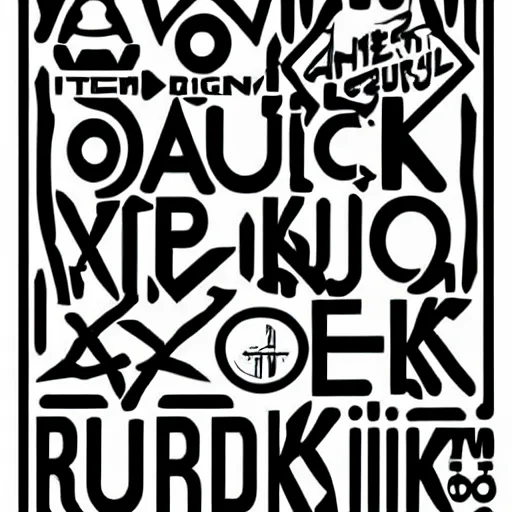 Image similar to black on white graphic poster for a techno party in style of david rudnick, acid, y 2 k