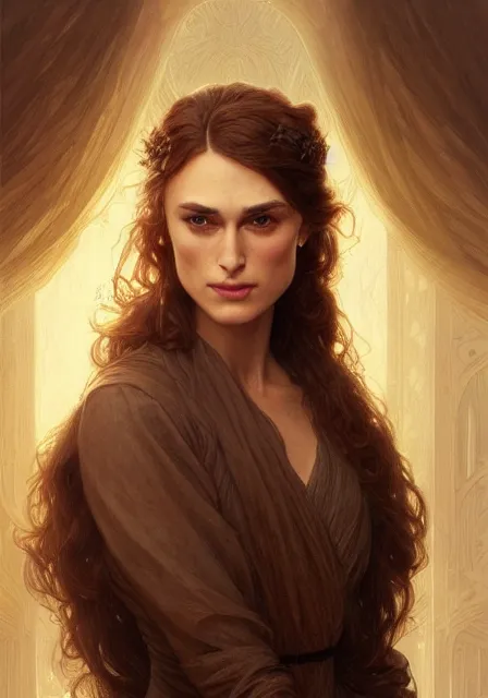 Image similar to sansa keira knightley, intricate, elegant, highly detailed, digital painting, artstation, concept art, smooth, sharp focus, illustration, art by artgerm and greg rutkowski and alphonse mucha and william - adolphe bouguereau