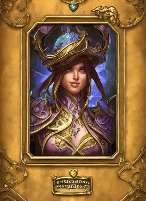 Prompt: filigree frame, hearthstone, artstation