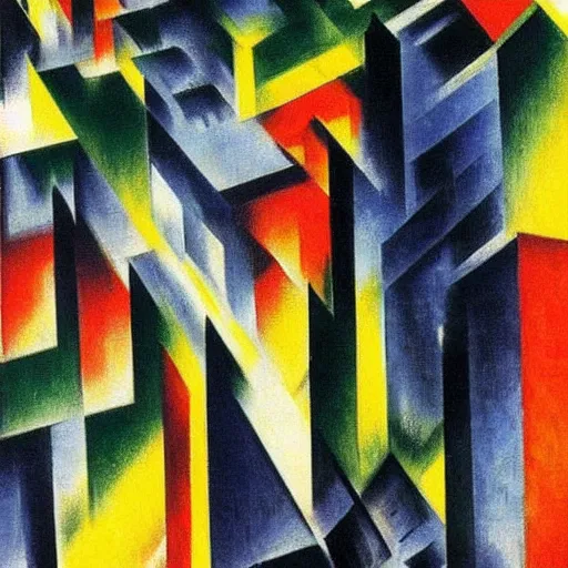 Prompt: modern city by franz marc