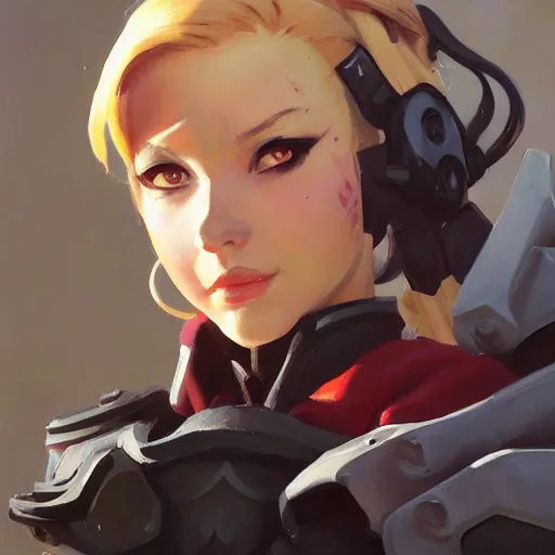 Image similar to greg manchess portrait painting of alice zuberg as overwatch character, sao, medium shot, asymmetrical, profile picture, organic painting, sunny day, matte painting, bold shapes, hard edges, street art, trending on artstation, by huang guangjian and gil elvgren and sachin teng