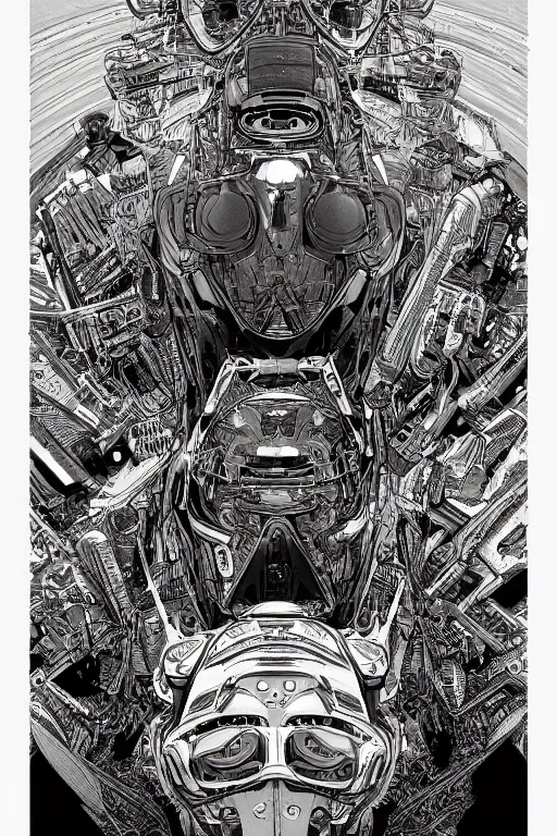 Prompt: gold and silver tones, cybernetic war, style of moebius, james jean, mcbess, cinematic, highly detailed, award winning, 8 k photorealistic