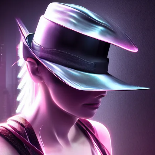 Image similar to a hat from the future, cyberpunk, highly detailed, epic lighting, hyper photorealism, 8 k