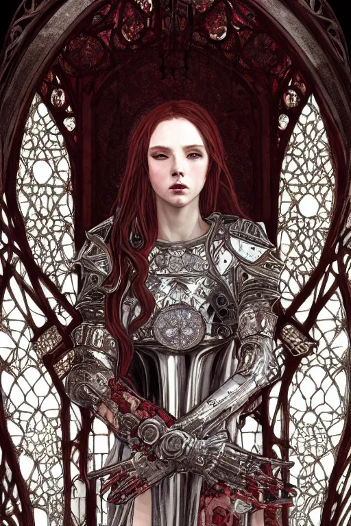 Prompt: beautiful luxury and elite and victorian and holy medieval female red and white silver mirror color armor knight portrait+smoky eyes+light flowing hair, in ruin gothic cathedral, ultradetail face, art and illustration by tian zi and craig mullins and WLOP and alphonse mucha, fantasy, intricate complexity, human structure, fantasy world concept, watermark, blurry, hyperrealism 8k