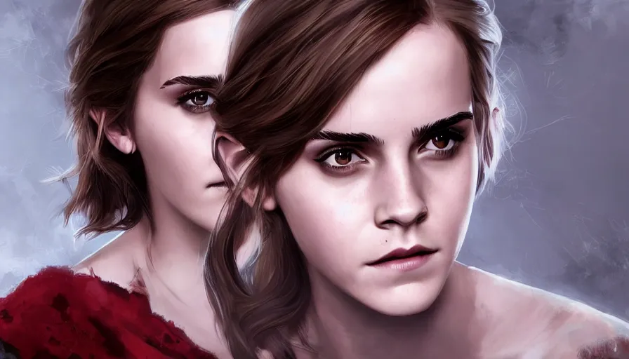 Prompt: Emma Watson is a vampire, hyperdetailed, artstation, cgsociety, 8k