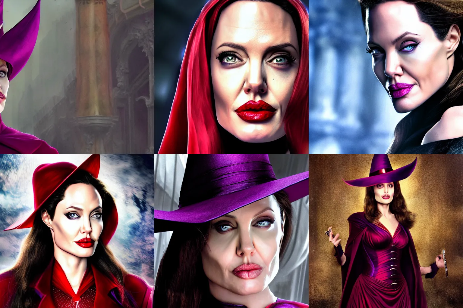 Prompt: Angelina Jolie as Scarlett Witch, marvel, photorealistic, 4k, HDR, photograph