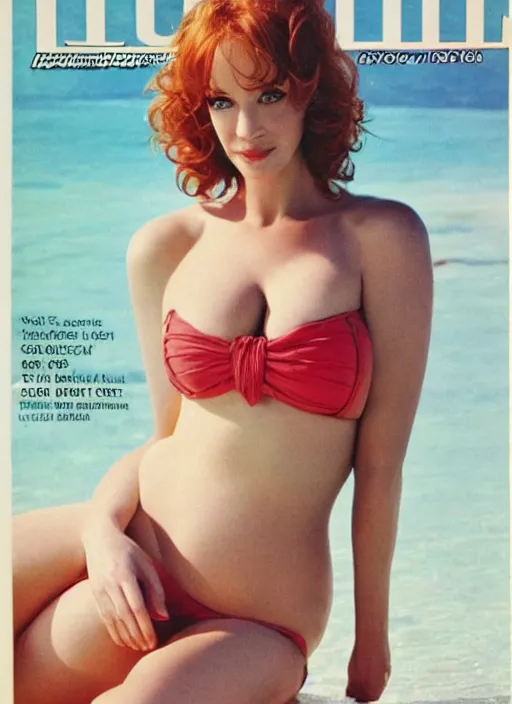 Image similar to christina hendricks on the cover of swimsuit illustrated 1 9 8 0