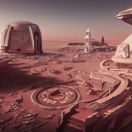 Image similar to a futuristic mars city