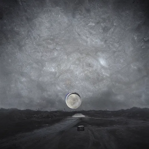 Prompt: dystopian grunge disposable camera photo of the moon landscape by michal karcz | horror | nightmare