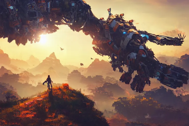 Image similar to sunwing machine mecanical creature robot of horizon forbidden west horizon zero dawn radiating a glowing aura global illumination ray tracing hdr fanart arstation by ian pesty and alena aenami artworks in 4 k