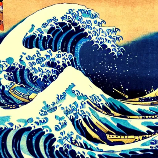 Prompt: the great coffee wave off kanagawa by hokusai, ukiyo - e