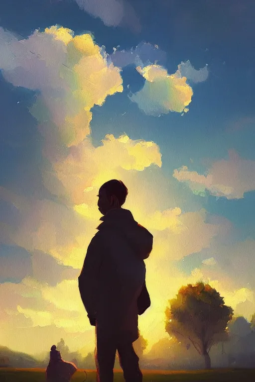 Image similar to enlightenment dramatic light, impressionist painting, colorful clouds, digital painting, artstation, simon stalenhag