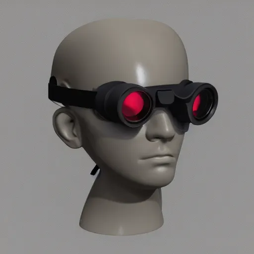 Prompt: modular item, sci-fi night vision goggles, hard surface, very realistic, studio lighting, high quality, concept art