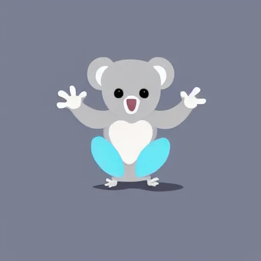 Prompt: Cute Koala Waving Hand Cartoon llustration. Isolated, Flat Cartoon Style