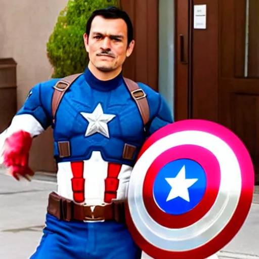 Image similar to Pedro Sánchez as Captain America