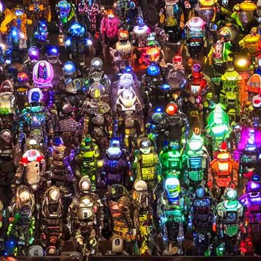 Image similar to love, diverse wall of cybersuits, from behind, many rituals, wide wide angle, vivid, elaborate, highly detailed, beautiful lighting