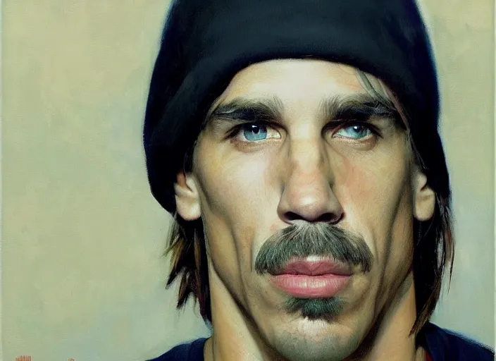 Image similar to a highly detailed beautiful portrait of anthony kiedis as security camera, by gregory manchess, james gurney, james jean