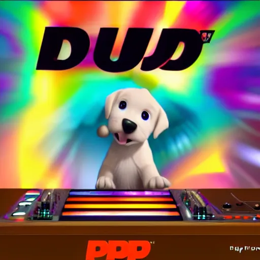 Image similar to puppy as a DJ, 8k, by Pixar