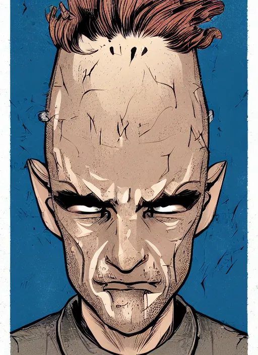 Image similar to highly detailed delirium face portrait of inkor in prison by petros afshar, tom whalen, laurie greasley, war face by greg rutkowski