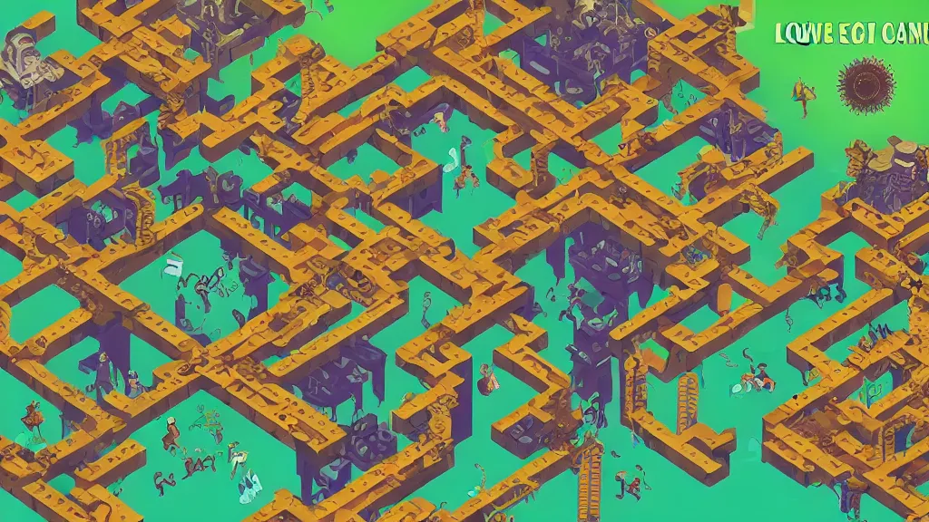 Prompt: lovecraftian well - balanced job isometric puzzle game, intricate design job