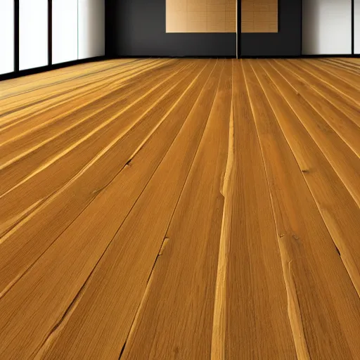 Prompt: photorealistic 3D texture of a wood floor, warm light, golden hour