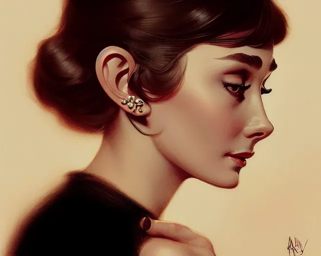 Image similar to photography of audrey hepburn, deep focus,, intricate, elegant, highly detailed, digital painting, artstation, concept art, matte, sharp focus, illustration, art by artgerm and greg rutkowski and alphonse mucha