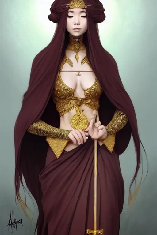 a full body portrait of a gorgeous female monk, D&D