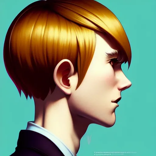 Image similar to a beautiful slim shy blonde waiter ignores you, art by ilya kuvshinov and lois van baarle and ross tran and range murata and artgerm and andy warhol, norman rockwell, digital art, highly detailed, profile picture, intricate, sharp focus, mystical trending on artstation hq, deviantart, pinterest, unreal engine 5, 4 k uhd image