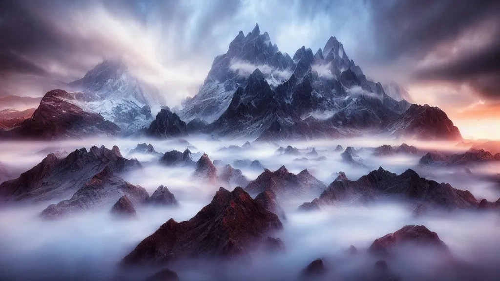 Image similar to amazing landscape photo by marc adamus, beautiful dramatic lighting