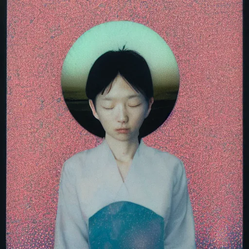 Prompt: seraphim, mixed media, collage, 9 0 s, by rinko kawauchi