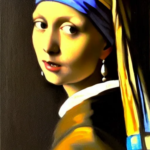 Prompt: greg manchess portrait painting of the girl with the pearl earring with the face of mona lisa, medium shot, asymmetrical, profile picture, organic painting, sunny day, matte painting, bold shapes, hard edges, street art, trending on artstation, by huang guangjian and gil elvgren and gerald brom