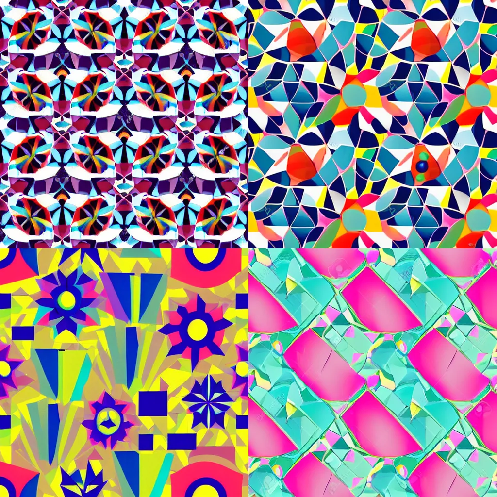 Prompt: summer day, very beautiful geometric pattern, vibrant colors