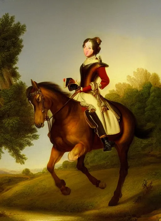 Image similar to princess on horse in god light, by asher brown durand, medieval art