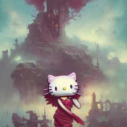 Prompt: portrait of a hello kitty, concept art by pete mohrbacher and seb mckinnon and beksinski and josan gonzales, digital art, highly detailed, intricate, sci-fi, sharp focus, Trending on Artstation HQ, deviantart, unreal engine 5, 4K UHD image