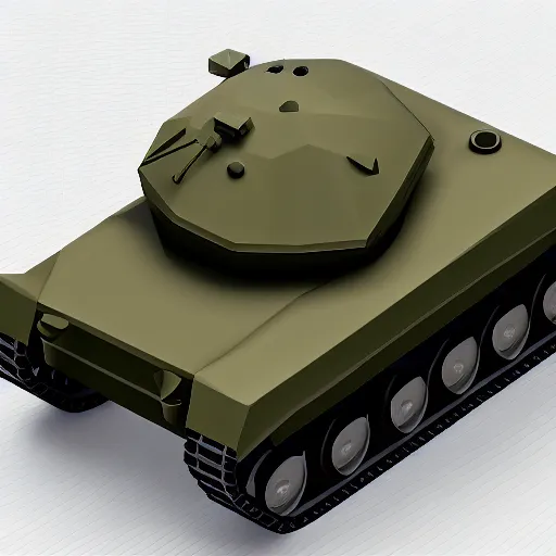 Image similar to Low polygpm render of a tank on a white background, isometric 3d, ultra HD