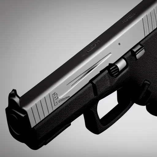 Prompt: Octane render of a Glock 18 gun against a white background, 4k, ultra HD