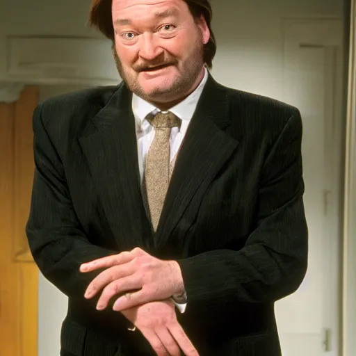 Image similar to stephen root pretending to be phil hartman